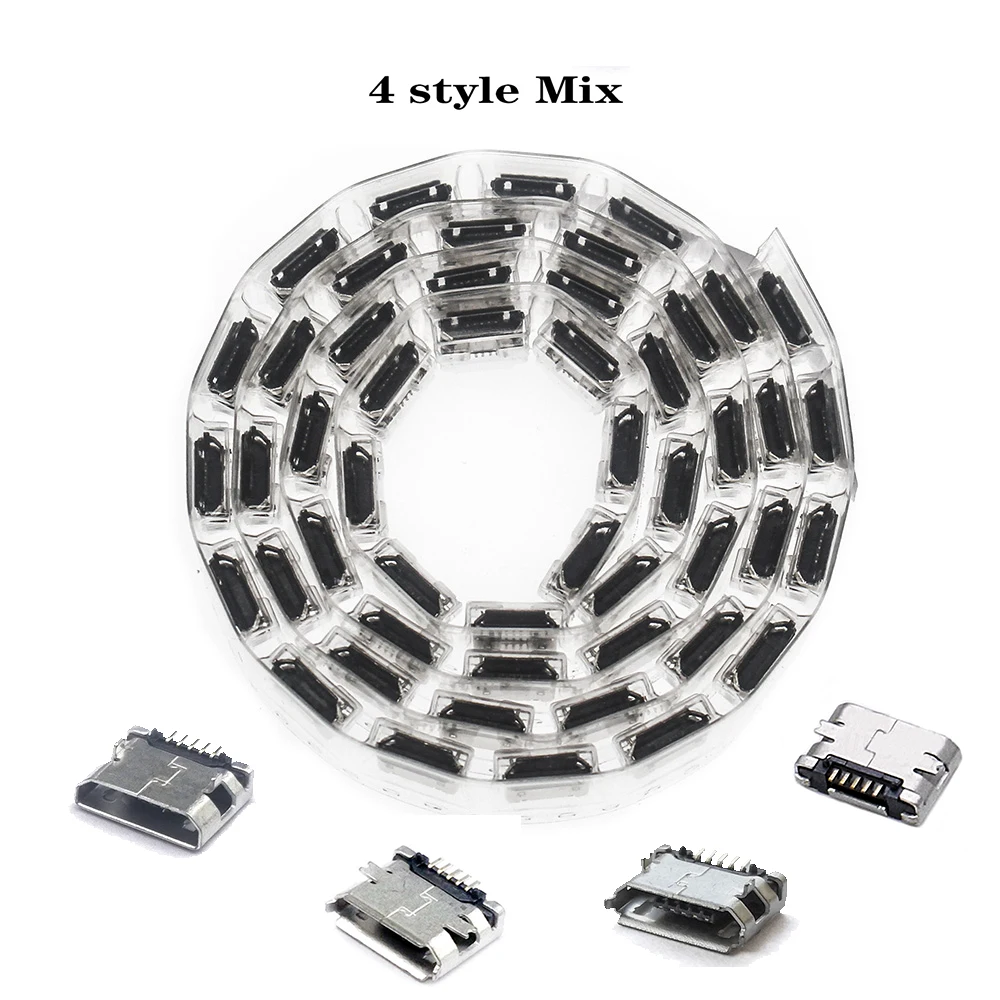100/lot 5Pin Micro-B SMD DIP Micro USB Connector Female Port Jack Tail Sockect Plug For Android phone data connector