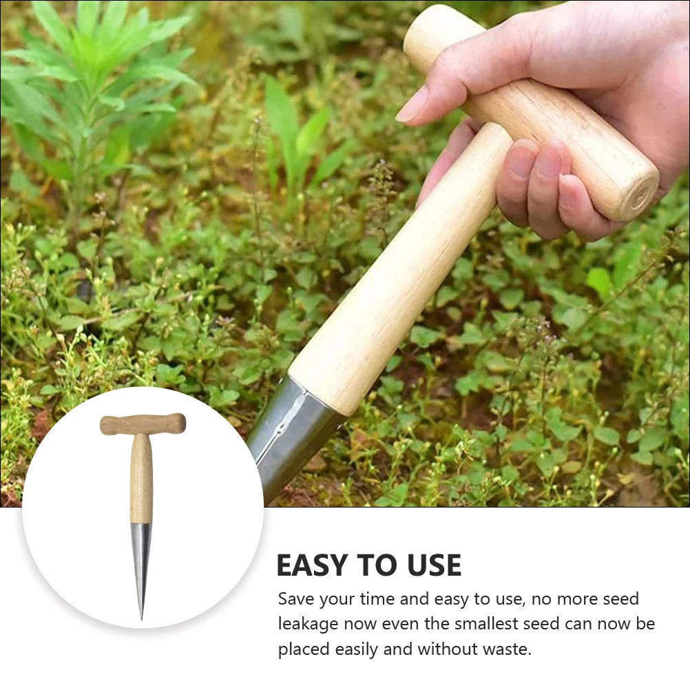 

Stainless Steel Dibbler with Wooden Handle 5Cm Garden Tool for Planting Bulbs Transplanting Seedlings Sow Dibber Cultivation