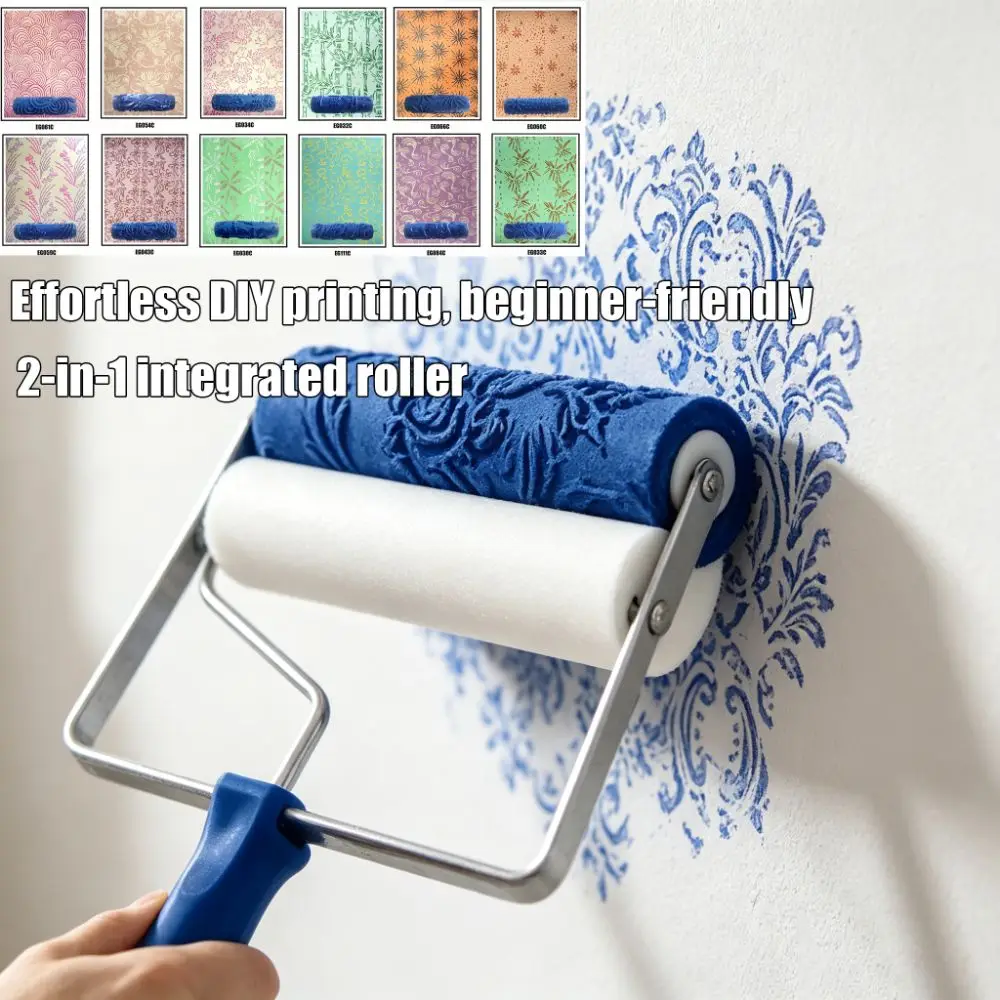 Smooth Coating Paint Roller Brush Reusable Texture Paint Tool Patterned Paint Roller Fine Detailing Rubber Roller