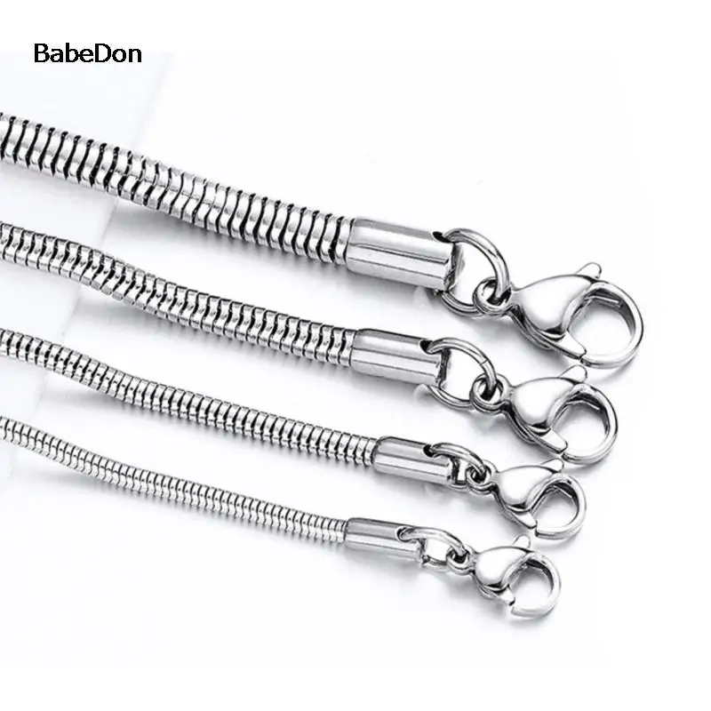 1/1.5/2.4/4mm Waterproof Stainless Steel Sliver Color Necklace High Quality Round Snake Chain Jewelry Accessory for Men Women