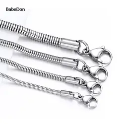 1/1.5/2.4/4mm Waterproof Stainless Steel Sliver Color Necklace High Quality Round Snake Chain Jewelry Accessory for Men Women