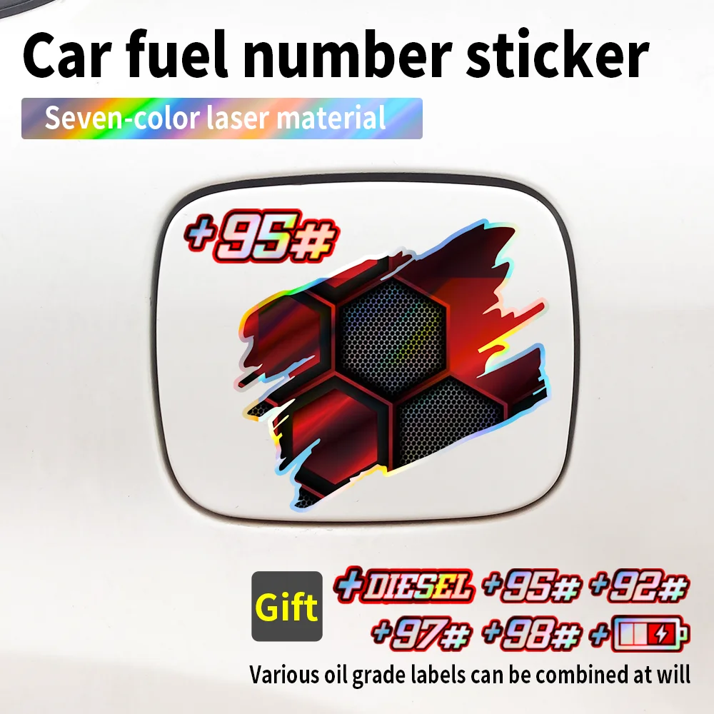 

Laser Honeycomb Car Fuel Tank Cap Stickers Fuel Number Reminders Diesel and Gasoline Decals Creative Vinyl Stickers Accessories