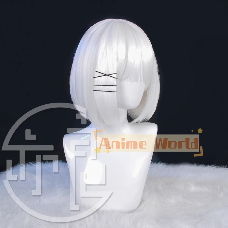 La detective esta muerta Siesta Cosplay Wig The Detective Is Already Dead White Short Wig Heat Resistant Fiber Hair Wig Cap