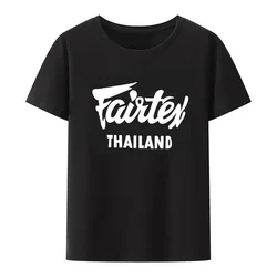 Fairtex Thailand T-Shirt Black Casual Muay Thai Kickboxing Round Neck Loose Graphic Hipster Blouse Street Fashion Breathable