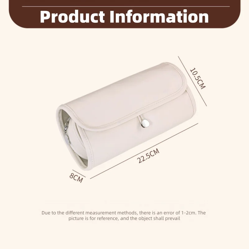 Women's PU Leather Cosmetic Bag Portable Waterproof Makeup Organizer Professional Brush Storage Pouch for Travel Vacation