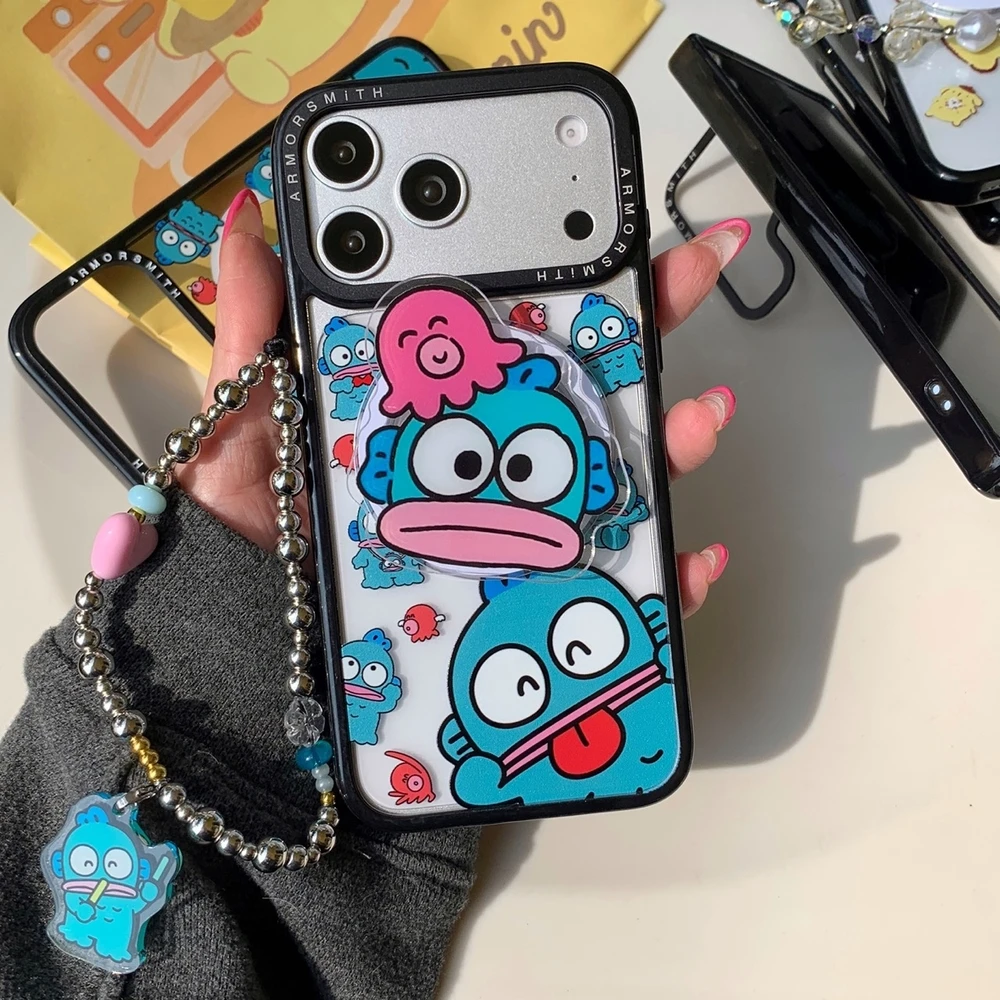 Magnetic Grip Holder Magsafe Wireless Charge Sanrio Hangyodon Pom Purin Phone Case For iPhone 17 16 15 14 13 12 11 Pro Max Cover view 3