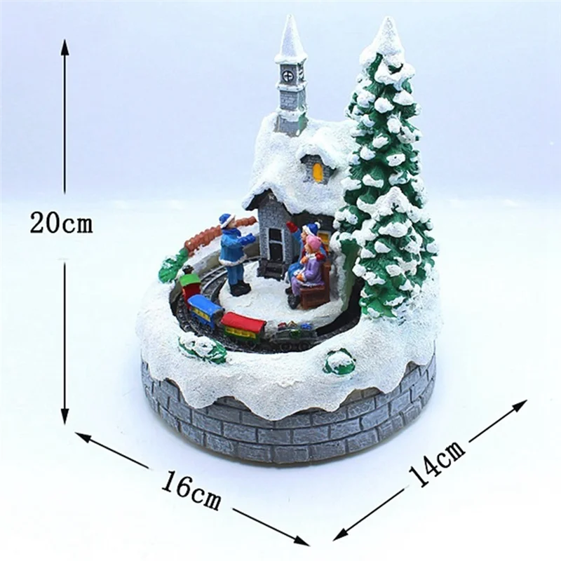 Christmas Scene Village House Festival Moving Train with Light and Music for Christmas Decoration Indoor Holiday Gifts