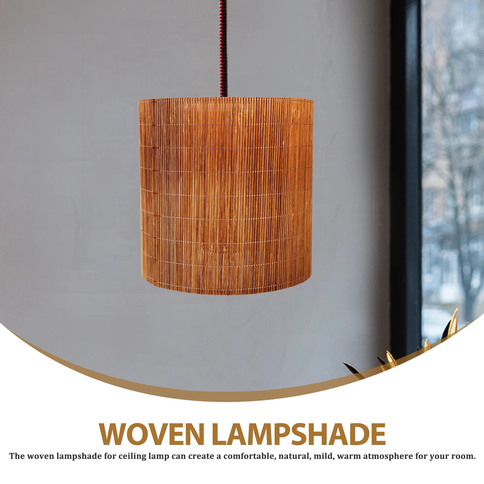 

Rattan Woven Lampshade Pendant Light Cover E27/E14 Decorative Ceiling Chandelier Shade Durable Lightweight Natural Home Use