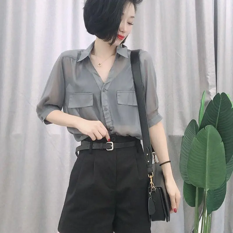 

Stylish Elegant Lightweight Blouse Women's Loose Fit Chiffon Top