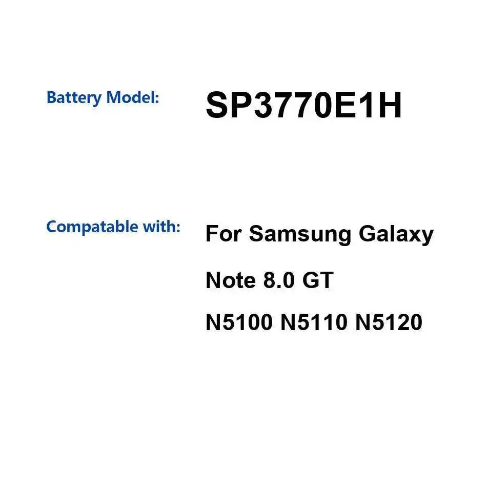 

Стабильный аккумулятор для планшета SP3770E1H 4600 мАч, надежный источник питания для Samsung Galaxy Note 8,0 GT N5100 N5110 N5120