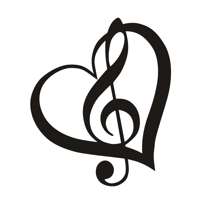 Custom size available Treble Clef Heart Vinyl Decal Sticker Car Window Wall Bumper Laptop Music Symbol Guitar