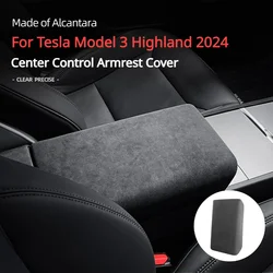 For Tesla New Model 3/3+ Highland 2024 Center Control Armrest Cover Alcantara Suede Car Armrest Panel Cover Shell Decoration