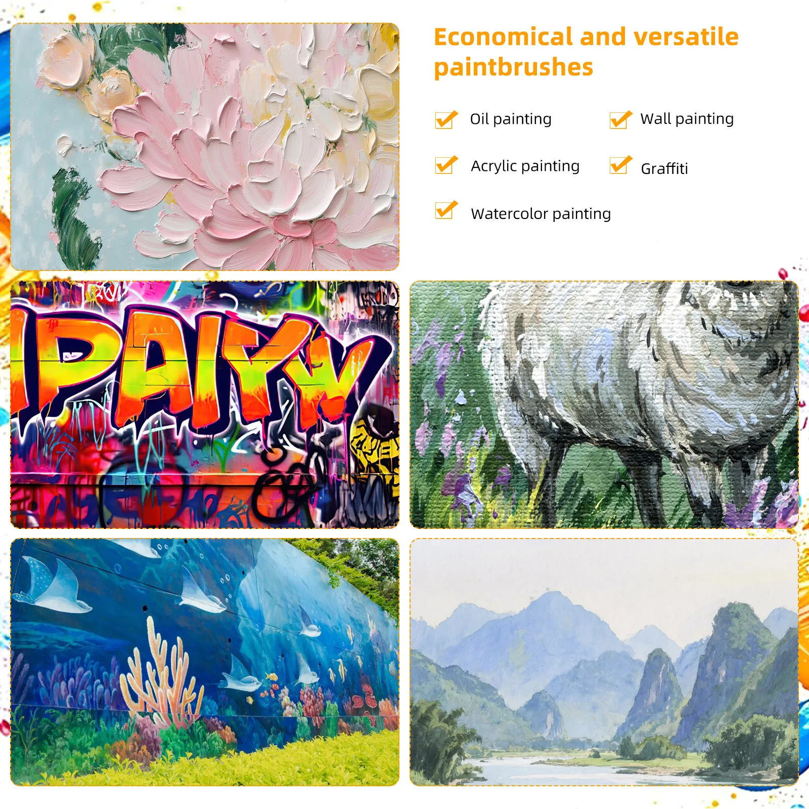 

10 шт., утолщенная кисть с деревянной ручкой, многофункциональная для стен, мебели, рисования, барбекю, выпечки и чистки