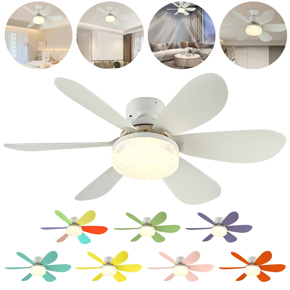 

2 In 1 Electric Ceiling Fan with Remote Control Ceiling Fans with LED Lights 6 Blades Modern LED Lamp Fan for Patio Coffee Shops