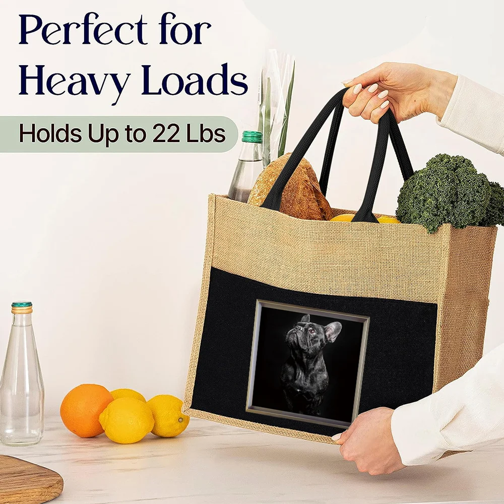 Fashion Linen Animal Series Printing Pattern Shoulder Bag Jute Imitation Linen Bags Environmentally Friendly Shopping Bag