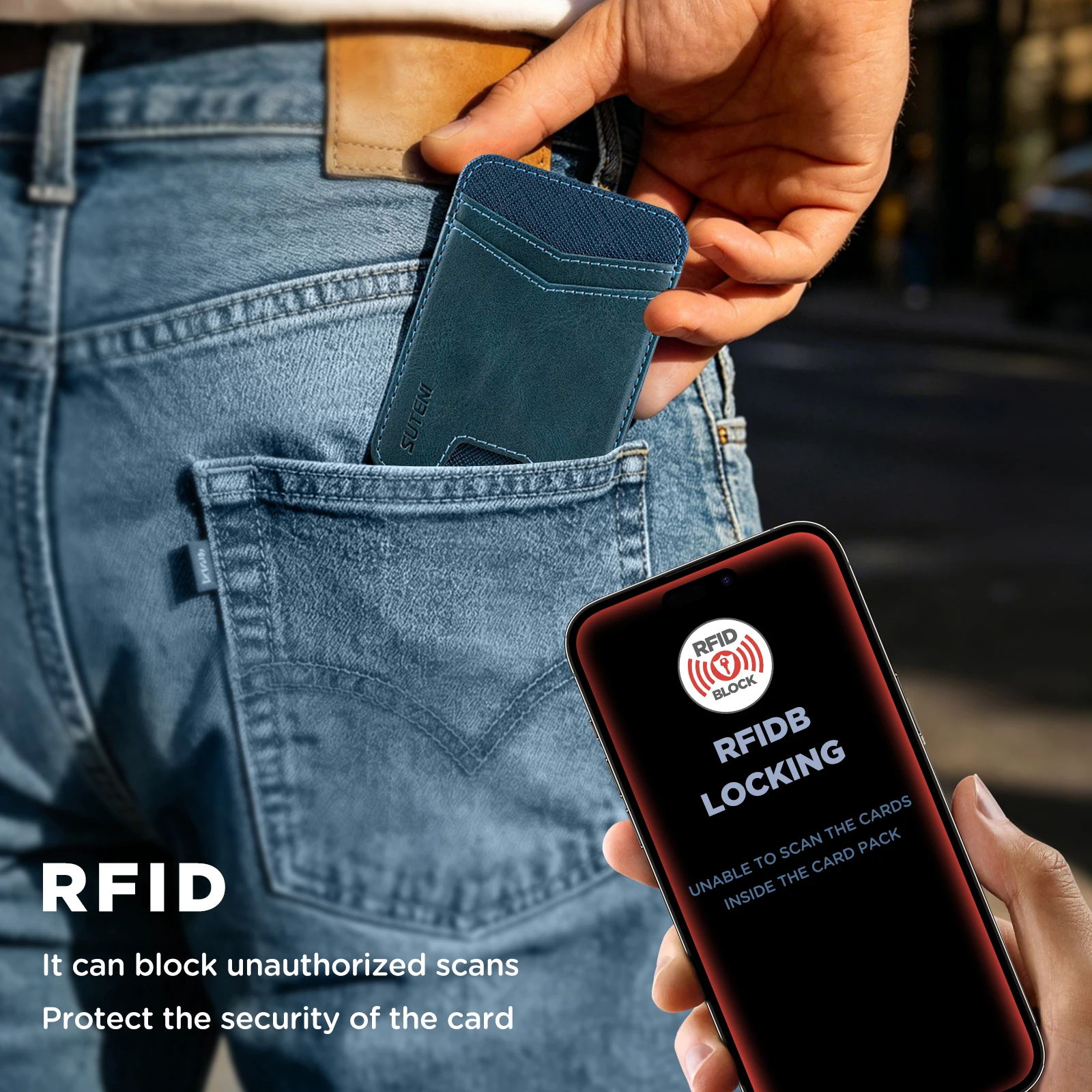 Retro Pattern Magnetic Card Bag Wallet RFID Anti-theft Brush Card Insertion Convenient Strong Magnetic Adsorption Mobile Phone