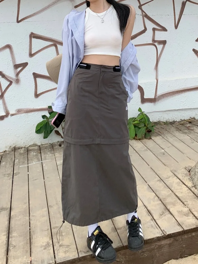 

GUUZYUVIZ Long Skirts For Women A Line Vintage Skirt High Waist Removable As Skirt