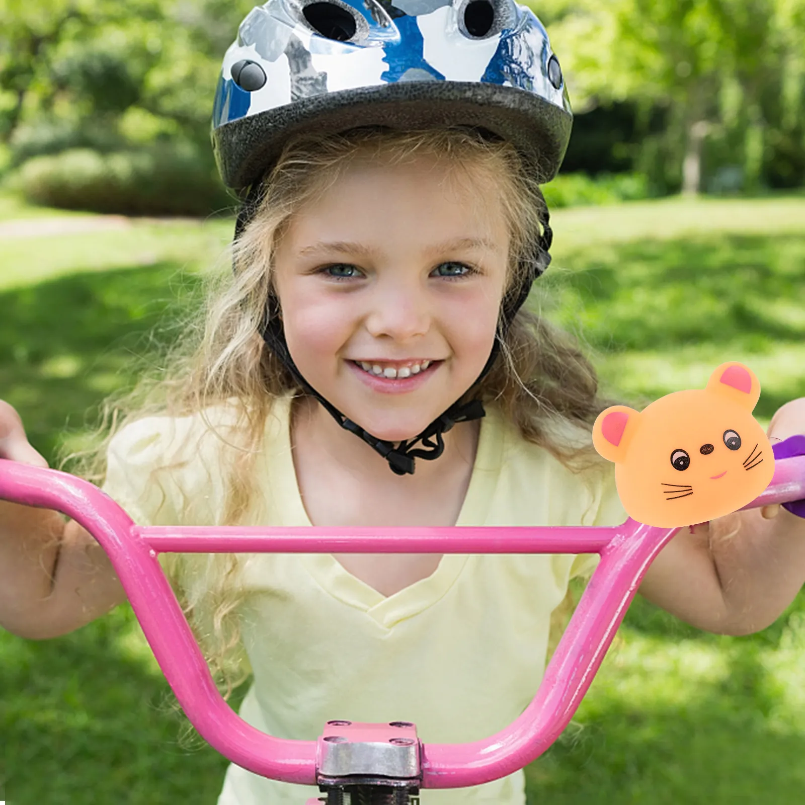 Pink Squeeze Cartoon Bicycle Horn Loud Honker Light Night Flashing Constant Modes Bike Accessories Road Horn