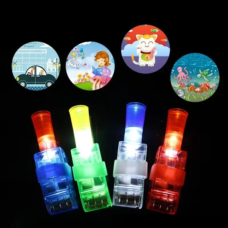 New Children\'s Cartoon Projection Light Detachable Finger Light Ring Light Concert LED Luminous Small Toy Gifts