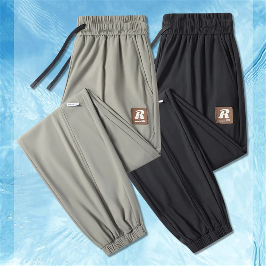 夏クールジョガーパンツ男性プラスサイズスウェットパンツ弾性ウエストファッションカジュアル無地ジョガー男性ビッグサイズ 7XL