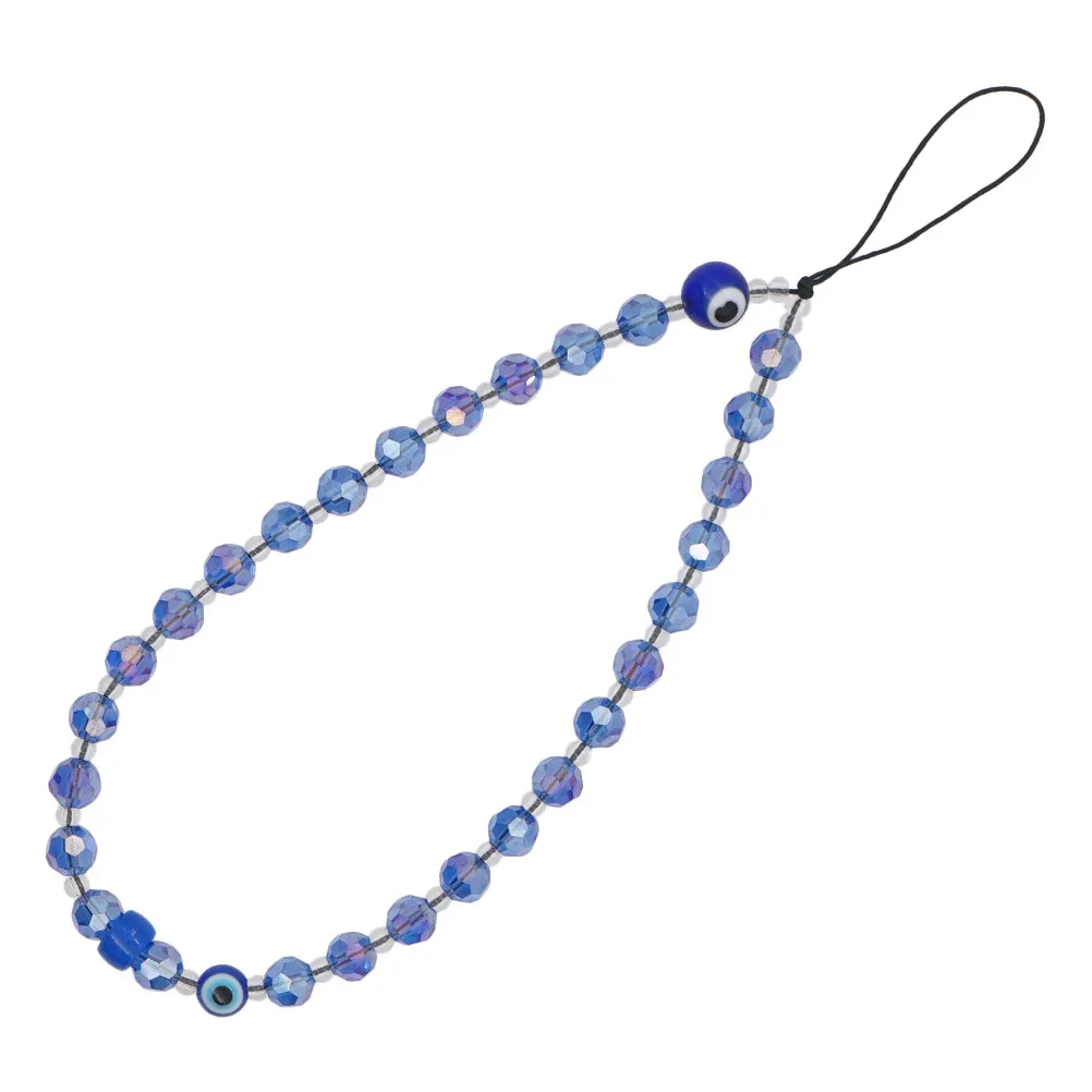 Crystal Evil Eye Beaded Phone Lanyard Anti-Lost Phone Strap Hanging Charm for Keys Cameras Smartphones Camera Hanging Lanyard