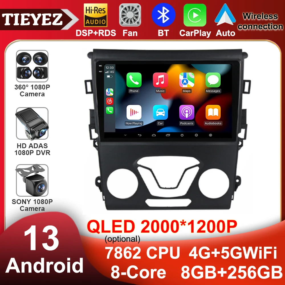 

9" QLED Screen Multimedia Video Player For Ford Fusion Mondeo 5 2014- 2019 Car Play Android Auto GPS Navigation Stereo Radio DSP