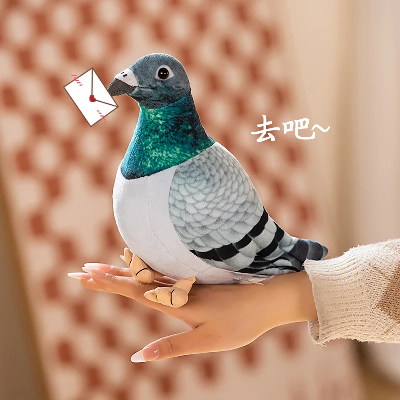 Oiseau en peluche réaliste pour la décoration intérieure, pigeon blanc et vert, joli hélicoptère en peluche, accessoires de photographie de beurre, cadeaux d'animaux, simulation, nouveau