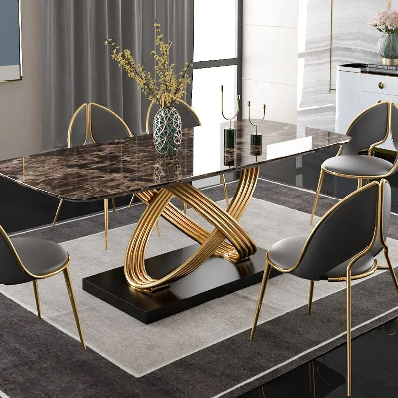 Luxury light dining room furniture dinning table and chair set