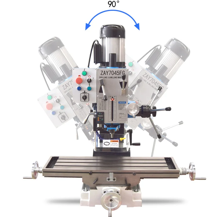 Bench Type Vertical Drilling Milling Machine ZAY7045FG 3-Axis Motor 220V/380V 3kW Gear Pump Bearing 45mm Max Drilling Dia