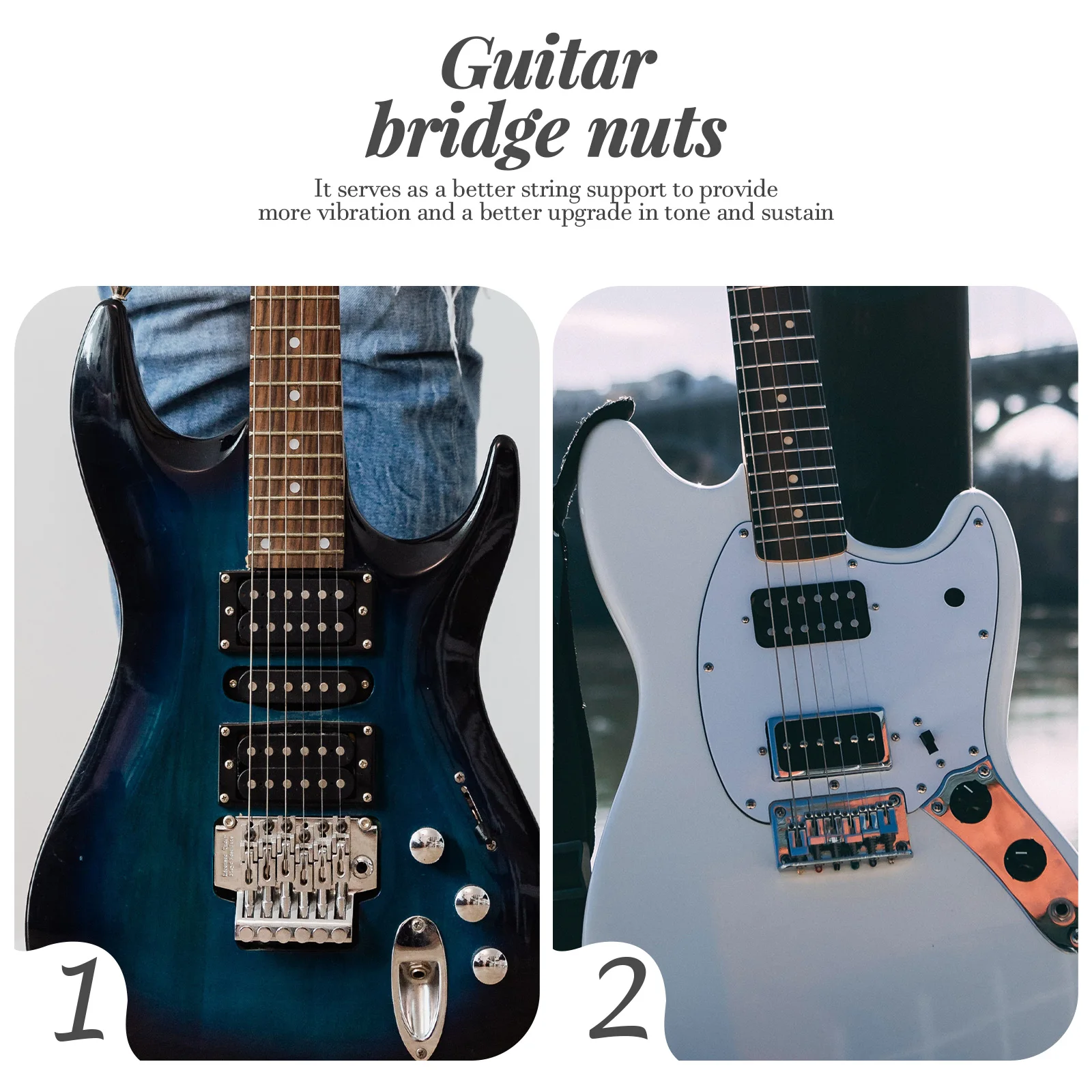 

2Pcs Bass Guitar String Nuts Ox Bone Bridge Saddles Durable Lightweight Replacement Guitar Accessories Bridge Nut