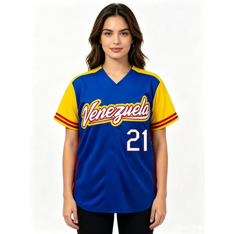 Venezuela National Team Family Matching Baseball Jersey Men Kids Sports V Neck Short Sleeve Uniform Women Sports Training Shirt