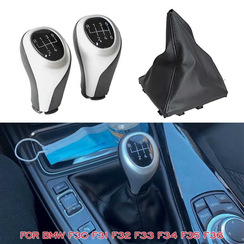 5 6 Speed Left Hand Driver Gear Shift Knob Head Stick Gaiter Boot Cover For BMW 3 Series F30 F31 F32 F33 F34 F35 F36 2011-2016