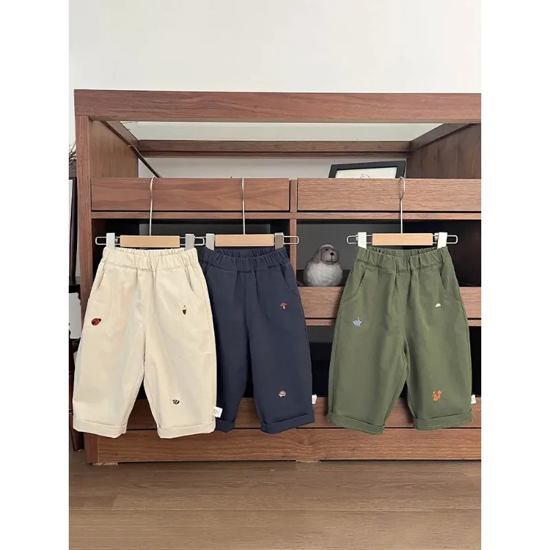 2025 Autumn New Baby Casual Pants Cartoon Embroidery Toddler Boys Loose Trousers Cotton Infant Girl Harem Pants Children Clothes