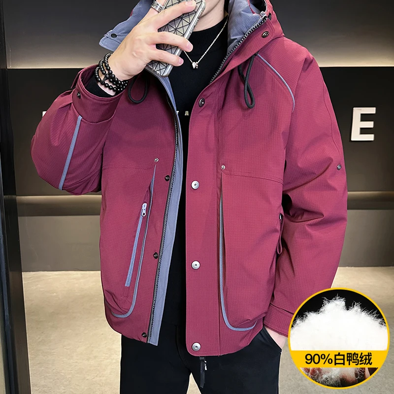 

High Quality Men's Warm Outdoor Hooded 90% White Duck Down Jackets 2025 Winter Windroof Puffer Coats Streetwear Thick Paaded Top