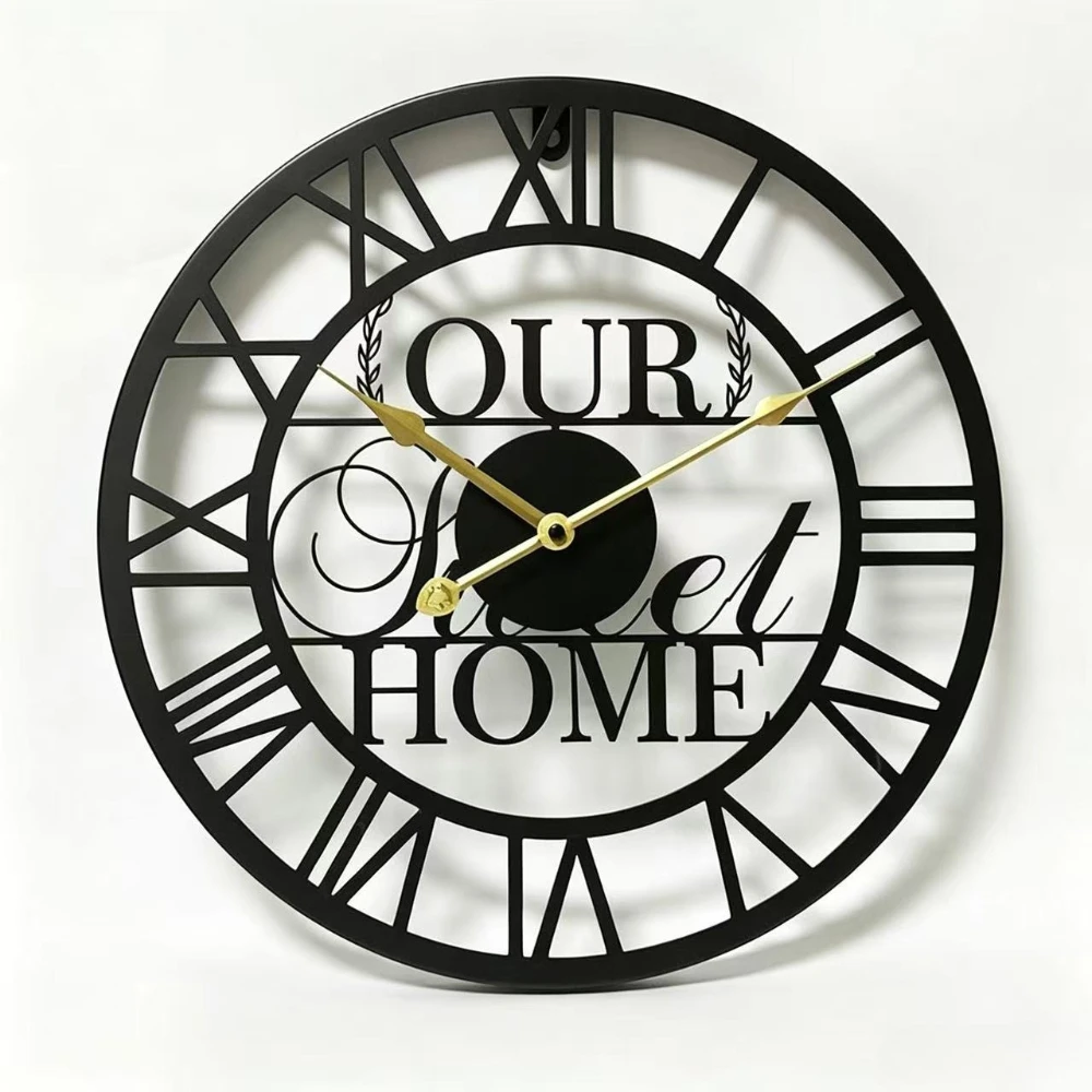 American Style 16 Inch Iron Wall Clock Creative Home Decoration Living Room Metal Wall Clock Dining Room Silent 40cm Wall Watch