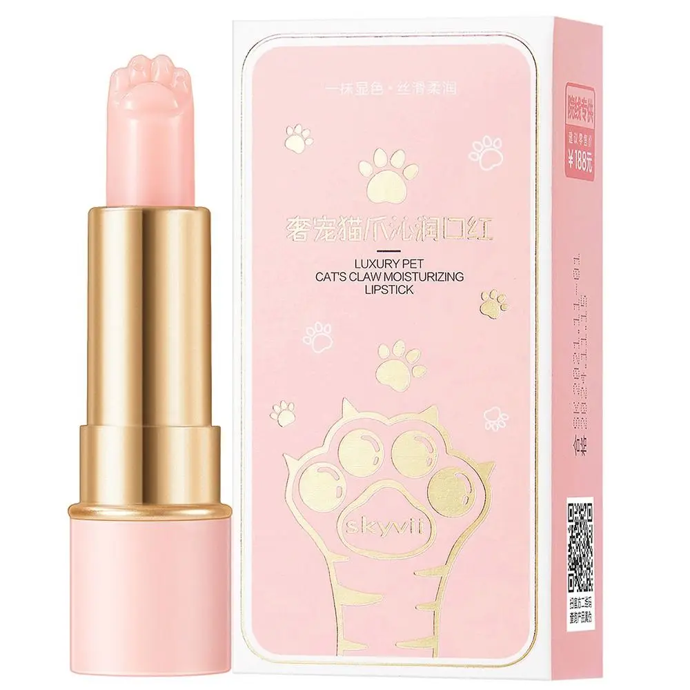 Bálsamo Labial Humectante con Forma de Pata de Gato, Cambia de Color, Mate, Larga Duración, con Efecto de Cambio de Temperatura, Anti-agrietamiento