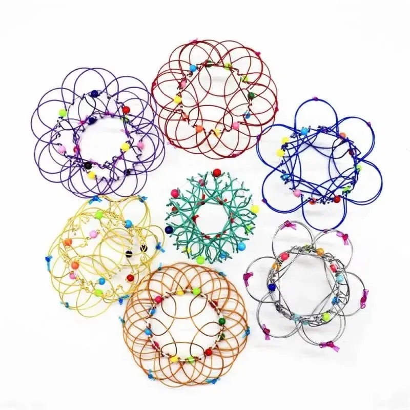 Magic Iron Ring Puzzle Toy Creative Mandala Flower Basket Decompression Fidget Toy Educational STEM Sensory Toys for Adults
