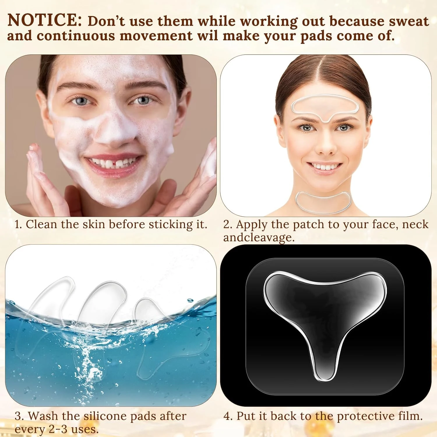 1/2pc Anti-Aging T Anti Falten Brust Pad Wiederverwendbare Silikon Transparent Brust Lifting Patch Falten Entferner hautpflege Werkzeuge – Detail 6