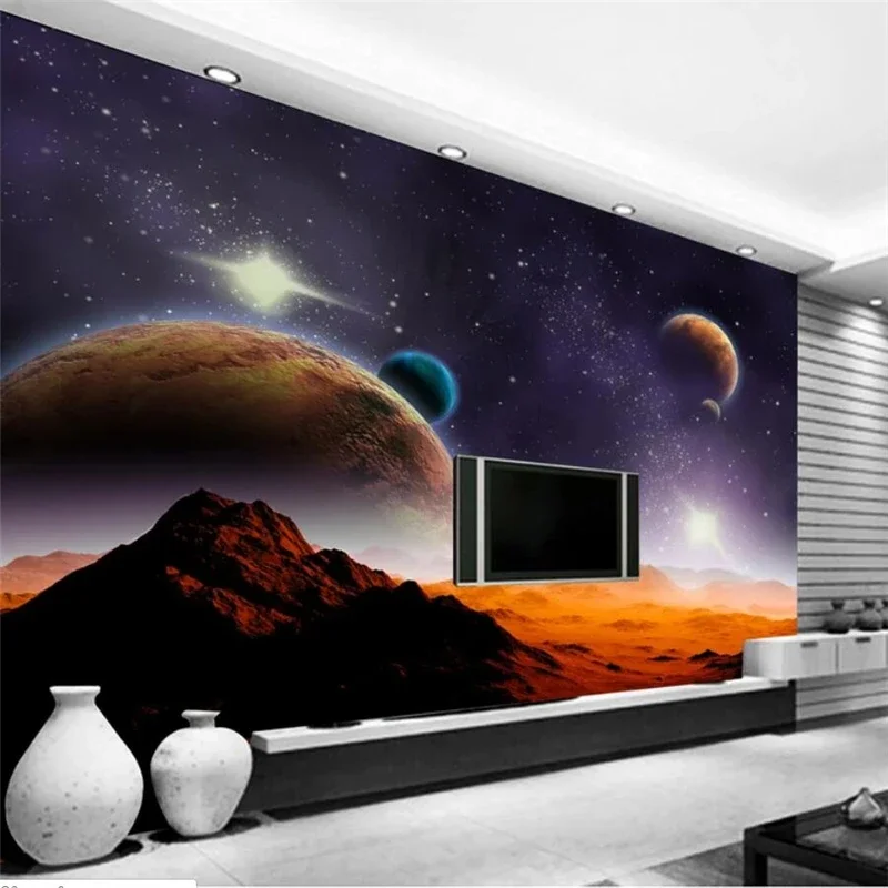 Papel tapiz personalizado para habitación de niños, murales de fotos 3d, astronauta espacial, Fondo de pared, tierra, Planeta, Sistema Solar, papel