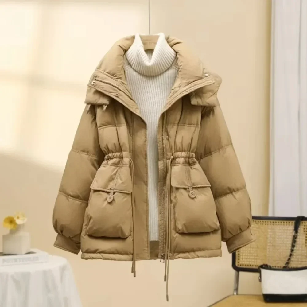 Puffer Jacket Women Warm Fashion Korean Mid-length Duck Down Coat Female 2024 New Winter White Duck Down Jacket Women