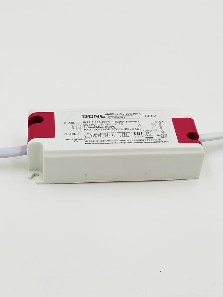 DONE LED Driver power supply 20W LED down lights Spot light Constant Current DC 300mA 36-72V Universal Transformer DL-20W300-L