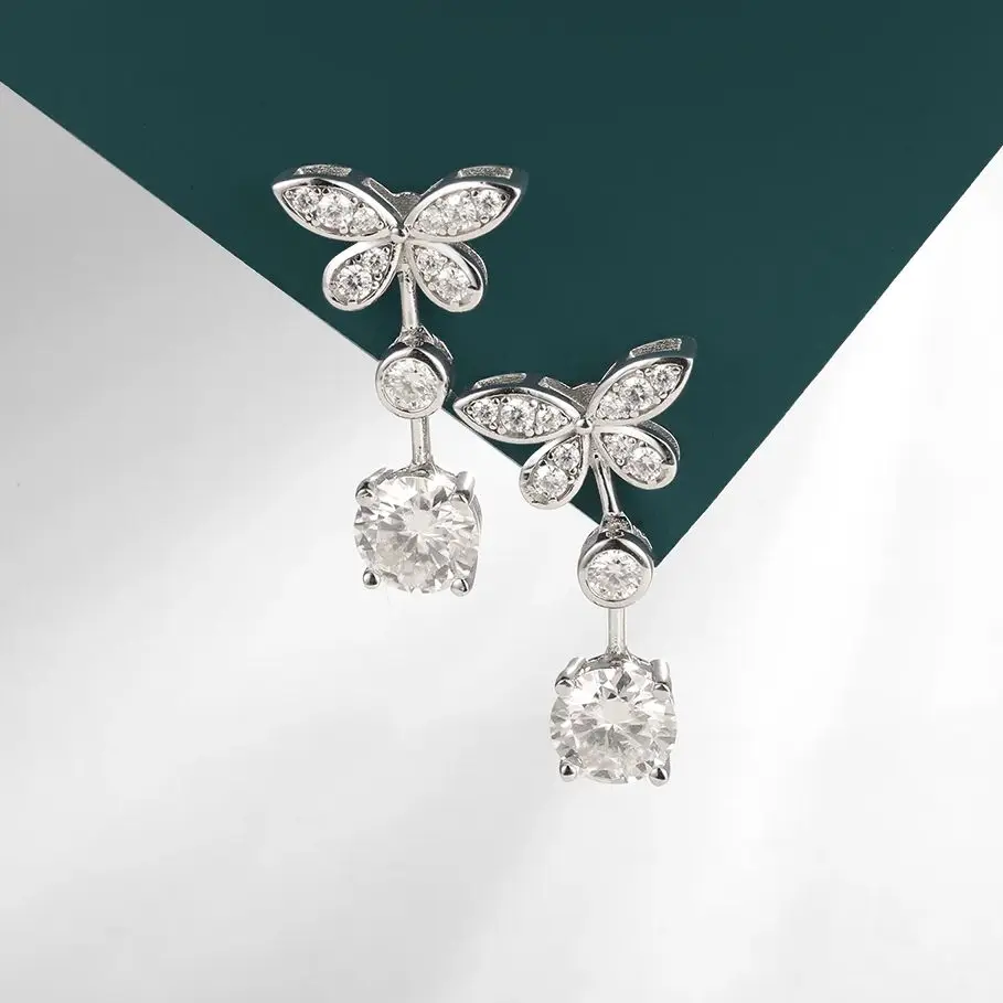 HFE D Color VVS1 Moissanite Butterfly Pendant Authentic S925 Pure Silver Bracelet 18k White Gold Valentine's Day Wedding Jewelry