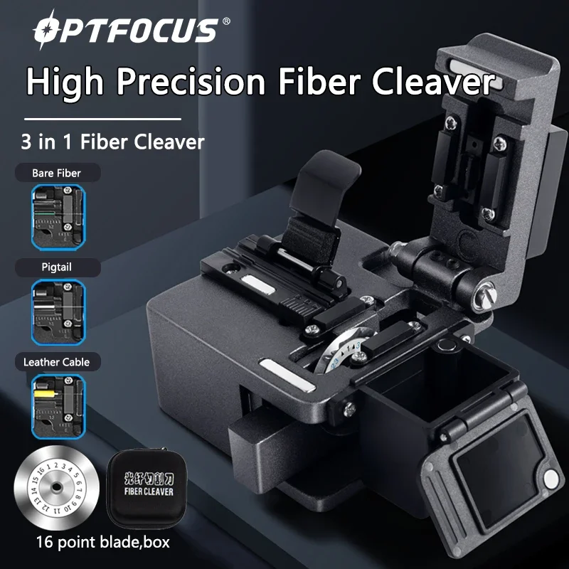 OPTFOCUS Fiber Cleaver 16 Point Blade FTTH Fiber Optical Cutting Knife Steel 48000 Cutting Times
