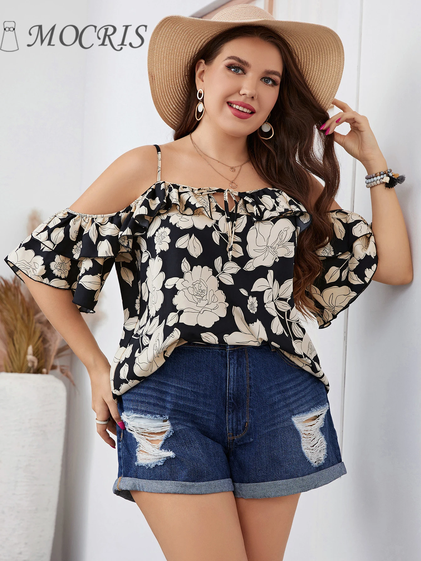 Elegant Chiffon Blouse for Women, 100% Line Collar Halter, Casual Clothes, Plus Size, Fashion Print, Summer Cheap Free Shipping