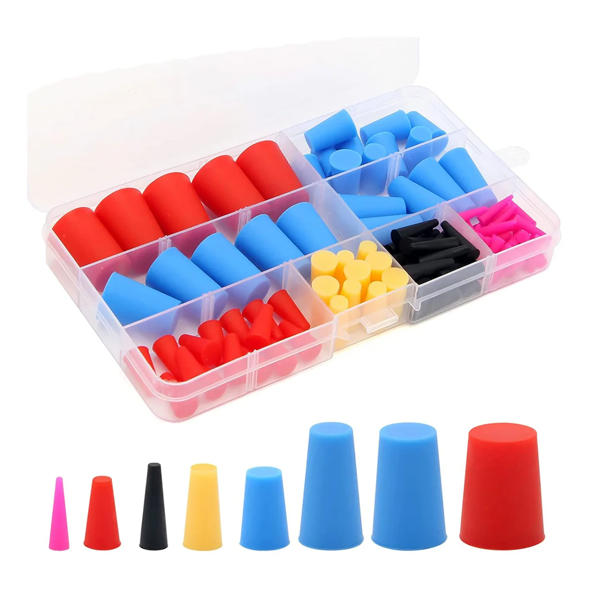 A57G-110PCS Konischer Silikonkautschukstopfen, hochtemperaturbeständige Gummistopper für Lochstopfen, Sprühen, Sprühen,
