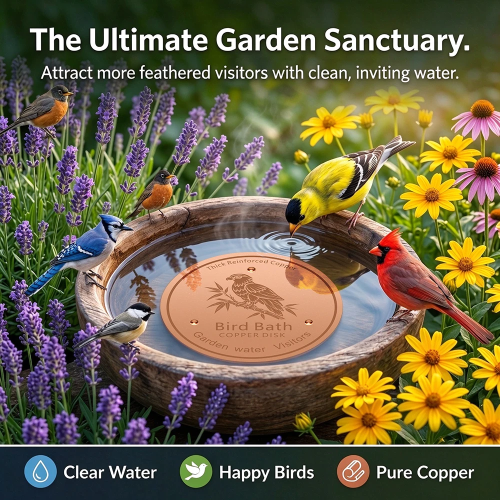 Thick Reinforced Copper Bird Bath Disk with Eagle Engraving for Garden Water Visitors Outdoor Decoration