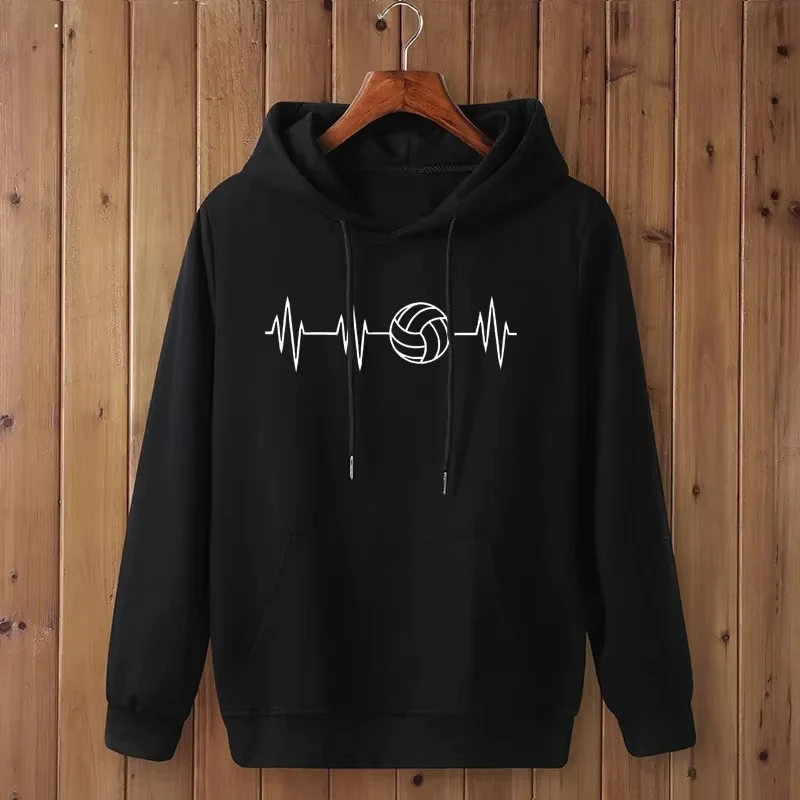 

Модная толстовка Heartbeat of Volleyballer, одежда, толстовки с капюшоном, мужские осенне-зимние толстовки в стиле хип-хоп с капюшоном, большие размеры