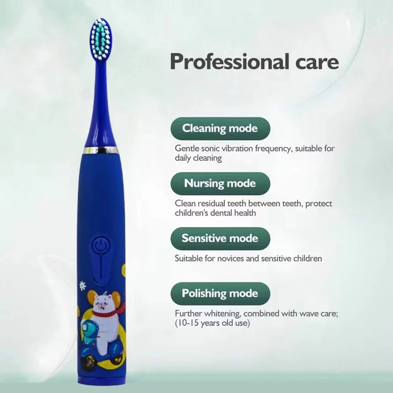 Children Electric Toothbrush Fully Automatic Rechargeable Toothbrush with 6 Replacement Head Cleaning and Protecting Teeth