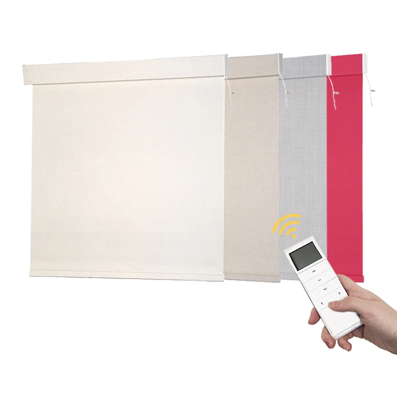 Motorized Roller Blinds Remote Control Automatic Lifting Window Shades for Home Office Use