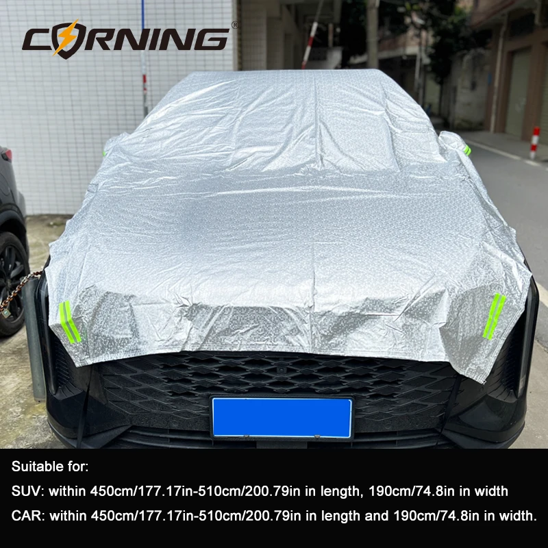 Auto-Halbabdeckung Wasserdicht UV-Schutz Autoabdeckung mit Spiegelabdeckungen Universeller Staub-, Schnee-, Frost- und Sonnenschutz für Limousinen und SUVs – Detail 9